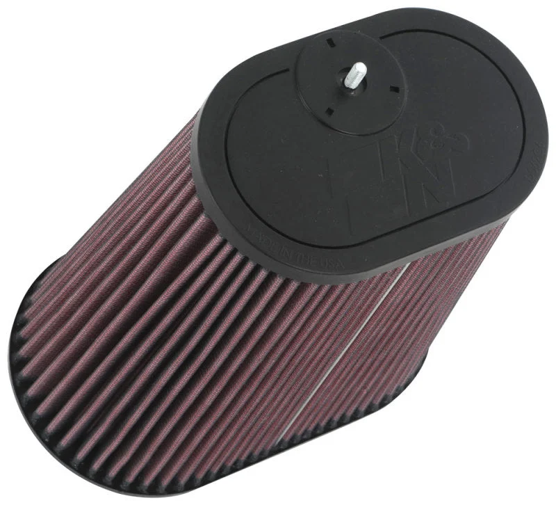K&N Universal Clamp-On Air Filter 3-1/8in Dual FLG 8-7/8in X 5-3/16 B 6-1/4in X 4IN T, 9inH W/STUD