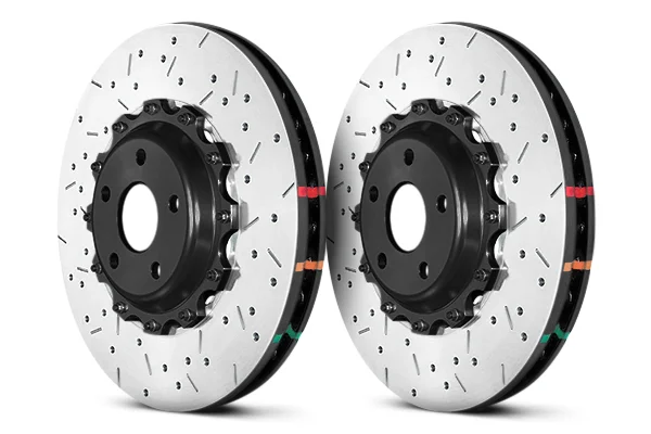 DBA Front Drilled & Slotted 5000 Series 2 Piece Rotor Assembled w/ Black Hat - 09+ Nissan GTR R-35