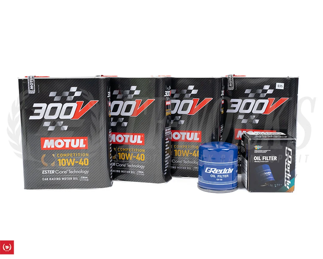 Motul 300V Racing Oil + Greddy Oil Filter Package - RZ34 w/Oversize Pan