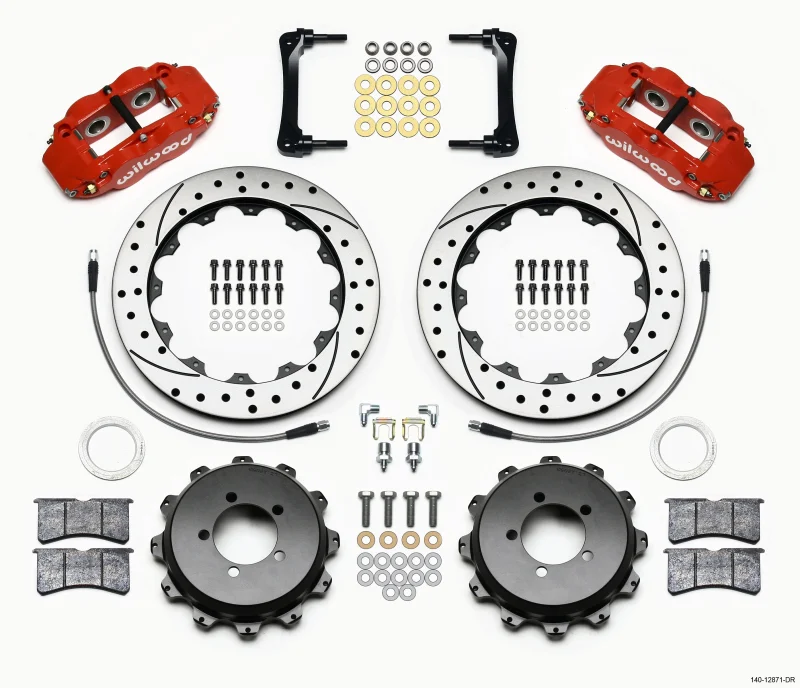 Wilwood Narrow Superlite 4R Rear Kit 12.88in Drilled Red 2012-Up Toyota / Scion FRS w/Lines