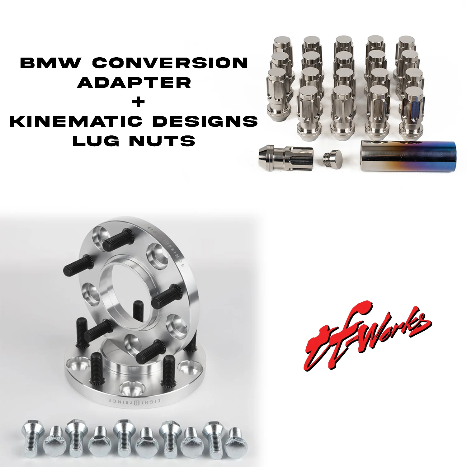 BMW 5x120 - 5x114.3 Conversion Spacers + Kinematic Designs Lug Nut Package Deal