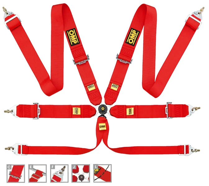 OMP 6 Point Safety Racing Harness: 804 LEGGERA