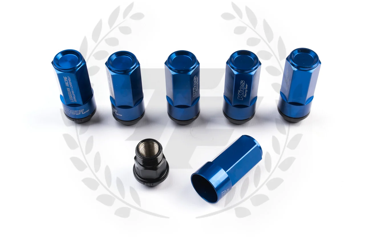 KICS LEGGDURA RACING Shell Type Lug Nuts 20pcs - Blue 53mm