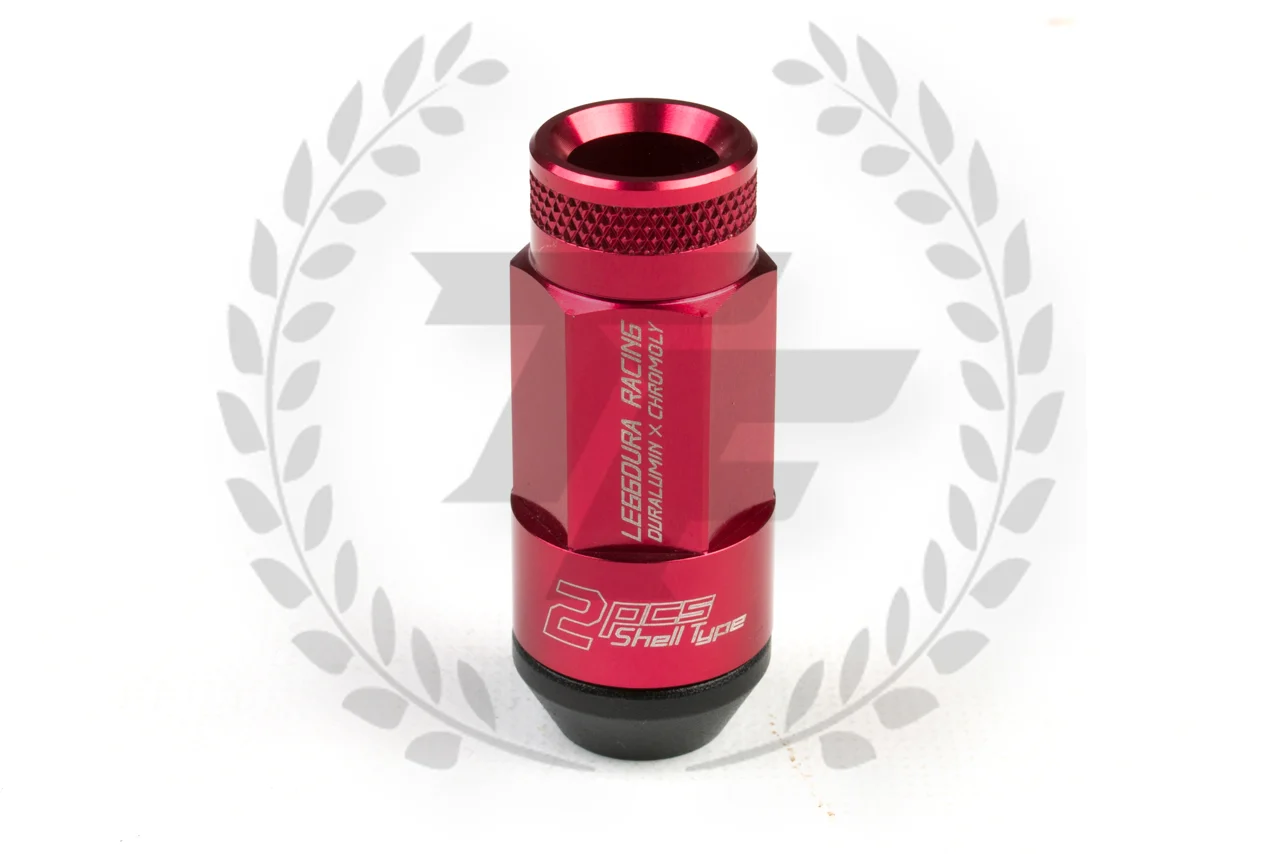 KICS LEGGDURA RACING 2pcs Shell Type Lug Nuts 53mm - Red
