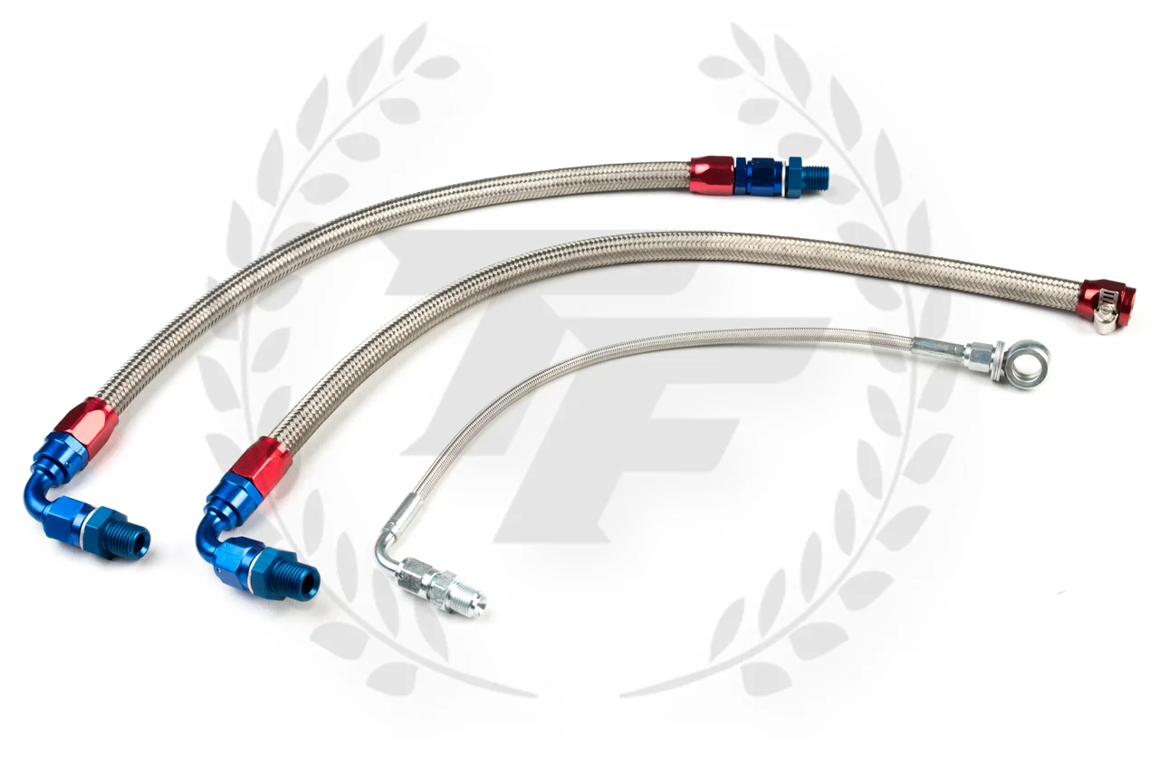 P2M Nissan S13 SR20DET Steel Braided Turbo Line Kit - Bottom Mount