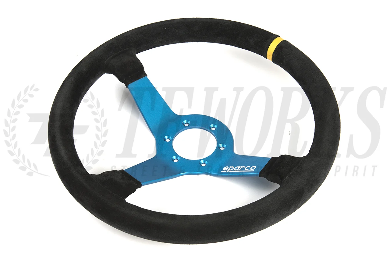 Sparco Street L550 Steering Wheel - 350mm Dia. - Blue/Suede or Silver/Leather