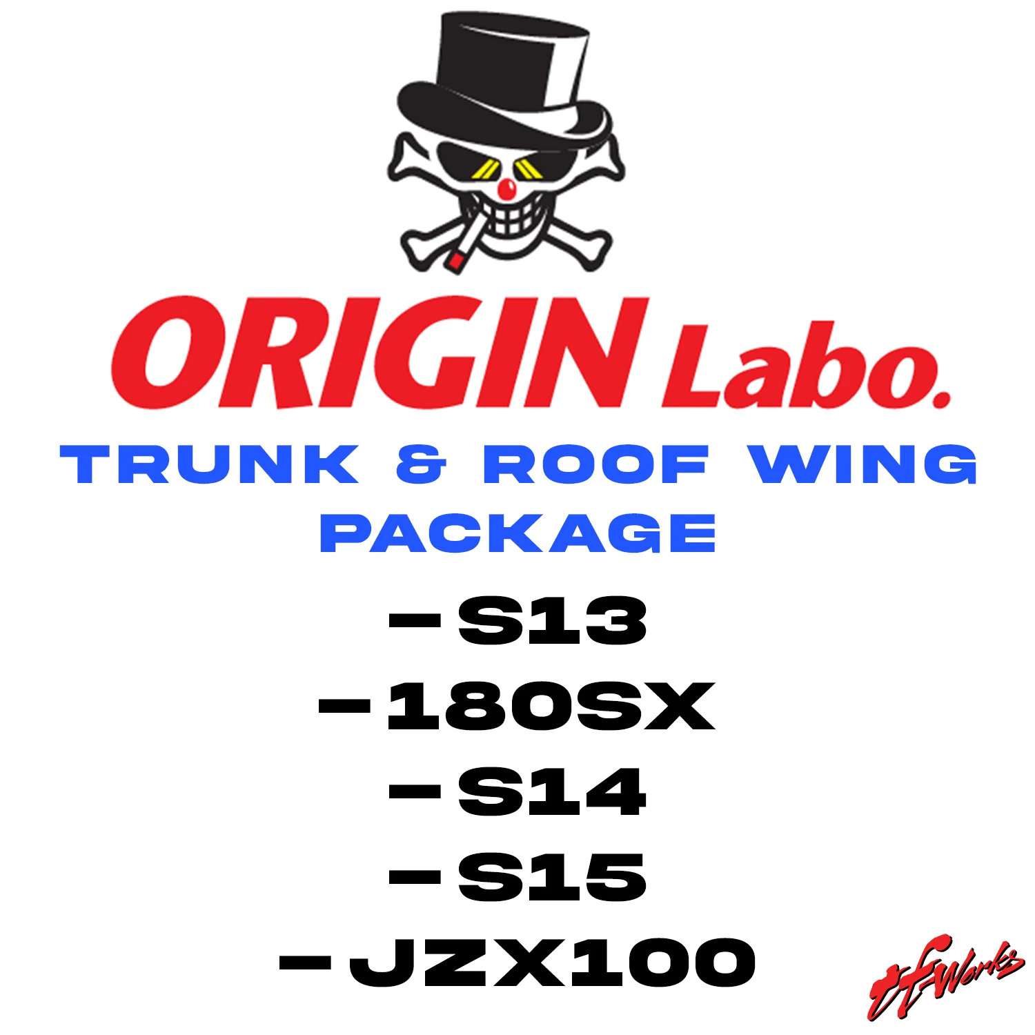 Origin Labo TRUNK & ROOF WING PACKAGE (FRP) - S13, 180sx, 240sx, S14, S15, JZX100 Chaser