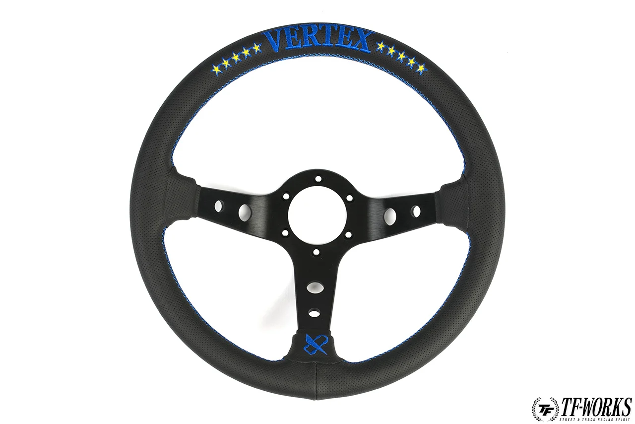Vertex 10 Star 330mm Steering Wheel Black Leather w/ Blue Stitch
