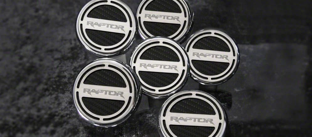 Engine Cap Covers with Raptor Logo; Purple Carbon Fiber Inlay (10-14 F-150 Raptor)