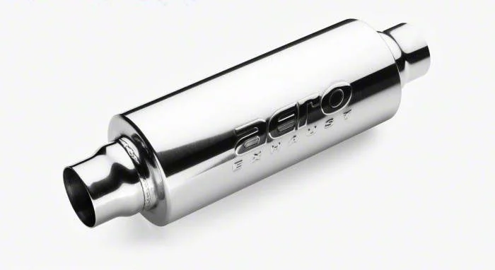 Aero Exhaust AR 20 Series Resonator; 14-Inch Overall; 2-Inch Inlet and Outlet; Polished (Universal; Some Adaptation May Be Required)