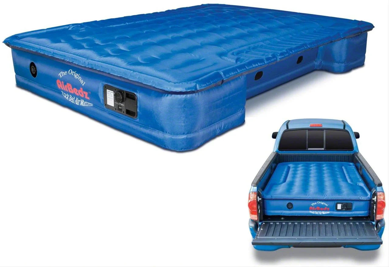 AirBedz by Pittman Outdoors Original Truck Bed Air Mattress with Built-in Rechargeable Battery Air Pump; Blue (07-26 Sierra 2500 HD w/ 8-Foot Long Box)