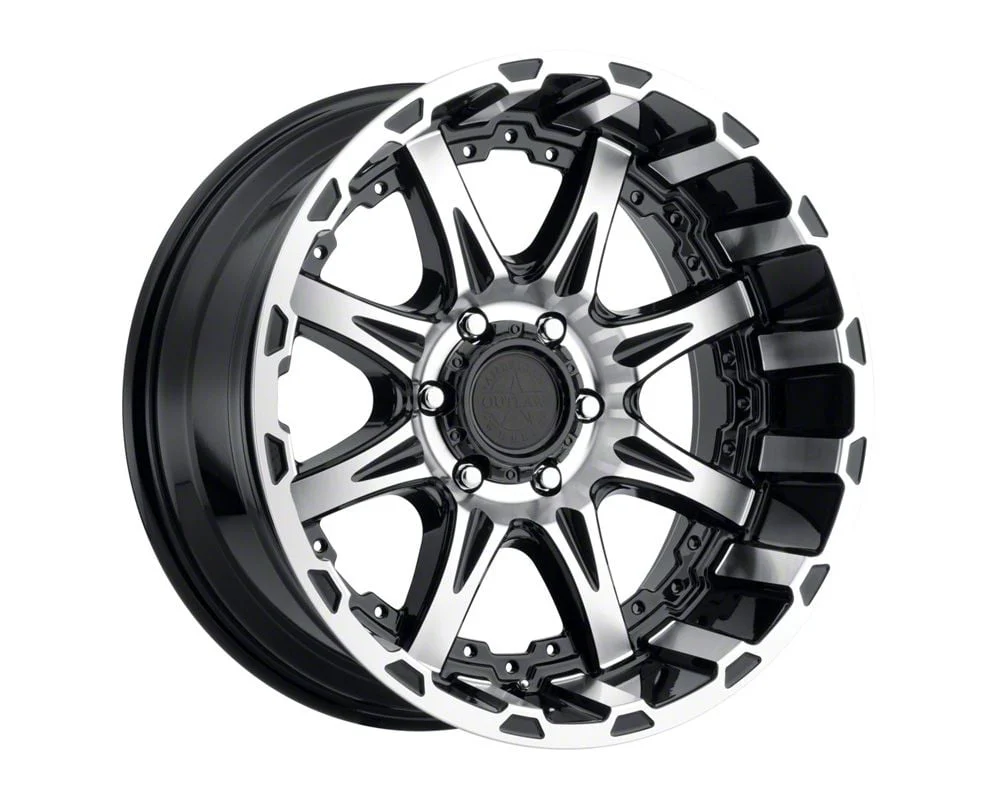 American Outlaw Wheels Doubleshot Gloss Black Machined 5-Lug Wheel; 20x10; -18mm Offset (09-18 RAM 1500)