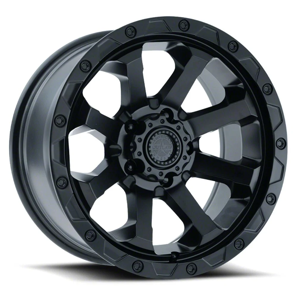 American Outlaw Wheels Capone Satin Black 5-Lug Wheel; 20x9; -10mm Offset (02-08 RAM 1500, Excluding Mega Cab)