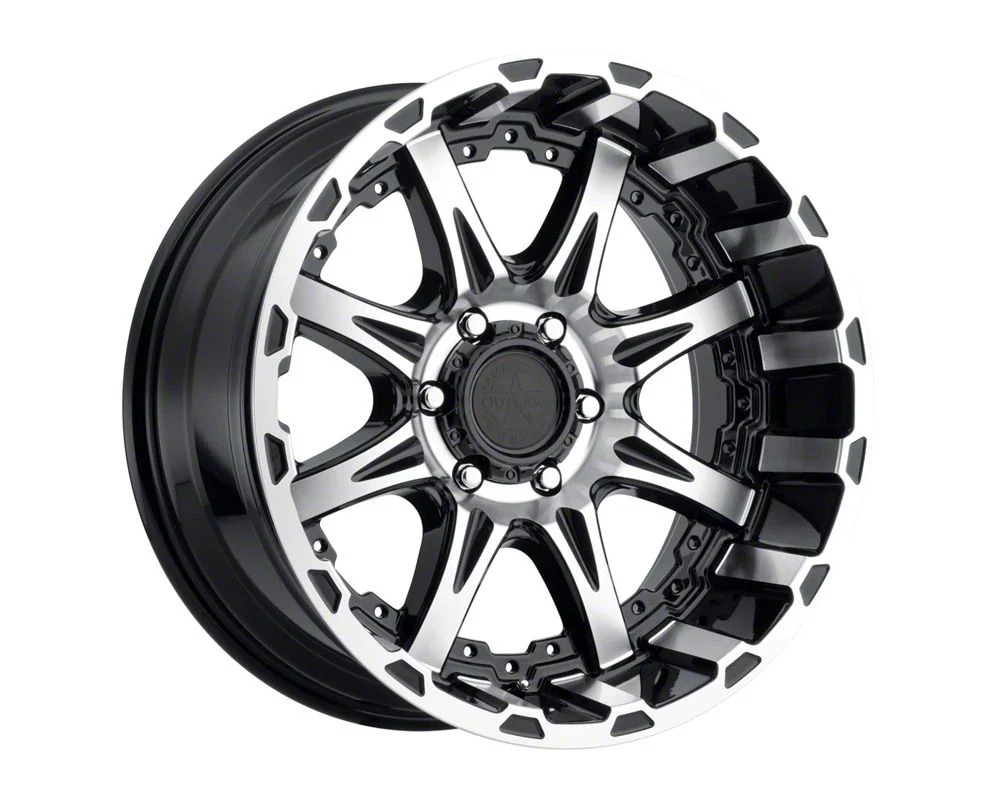 American Outlaw Wheels Doubleshot Gloss Black Machined 5-Lug Wheel; 20x10; -18mm Offset (02-08 RAM 1500, Excluding Mega Cab)