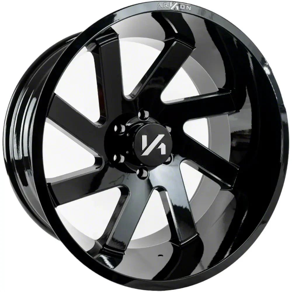 Arkon Off-Road Lincoln Gloss Black with Milled Edges 6-Lug 4-Wheel Kit; 22x12; -51mm Offset (21-26 Yukon)