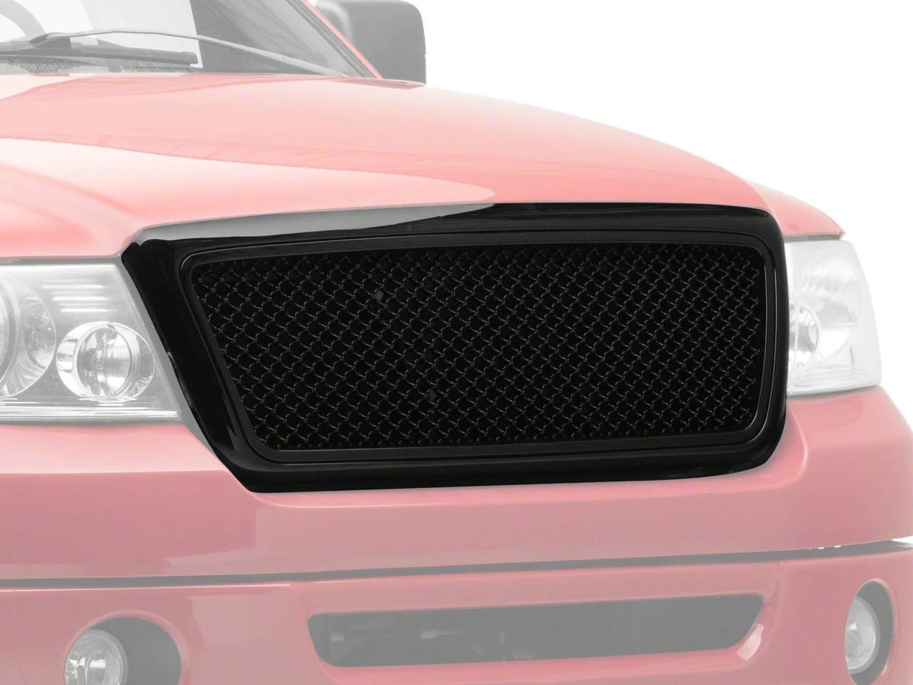 Mesh Style Upper Replacement Grille; Gloss Black (04-08 F-150)