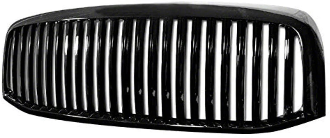 Vertical Style Upper Replacement Grille; Gloss Black (06-08 RAM 1500)