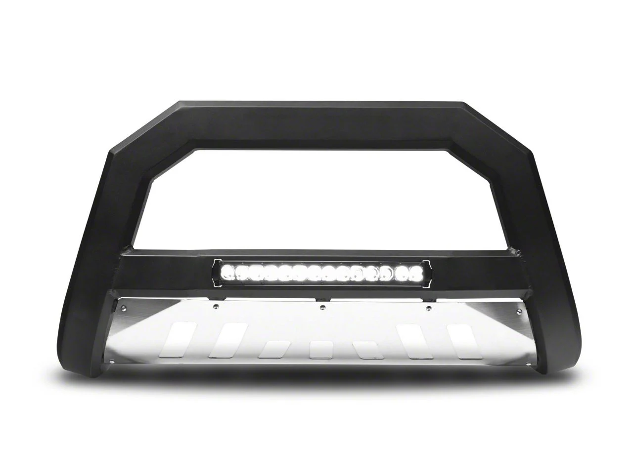 AR Series Bull Bar with Aluminum Skid Plate and LED Light Bar; Matte Black (07-10 Sierra 2500 HD)