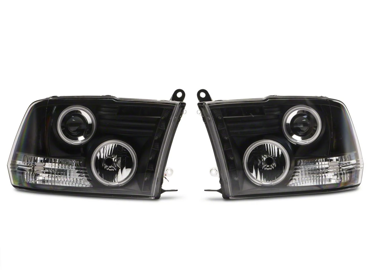 CCFL Halo Projector Headlights; Black Housing; Clear Lens (09-18 RAM 1500 w/ Factory Halogen Non-Projector Headlights)