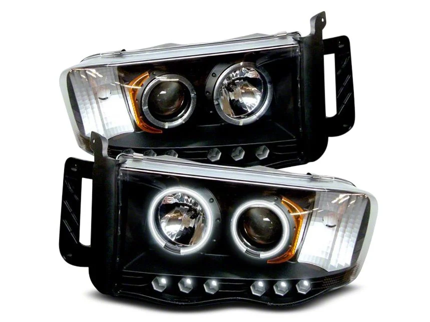 CCFL Halo Projector Headlights; Black Housing; Clear Lens (02-05 RAM 1500)
