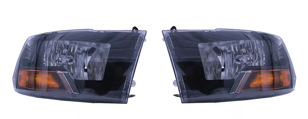 Raxiom Axial Series Euro Style Headlights with Single Bulb; Black Housing; Clear Lens (10-18 RAM 2500 w/ Factory Halogen Non-Projector Headlights)