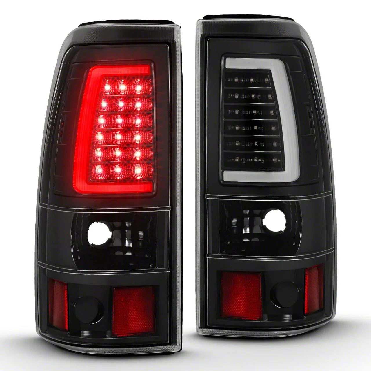 Raxiom Axial Series LED Tail Lights; Black Housing; Clear Lens (03-06 Sierra 1500 Fleetside)