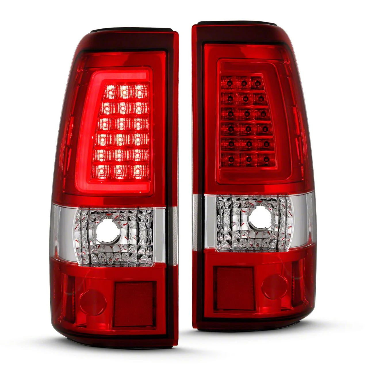 Raxiom Axial Series LED Tail Lights; Chrome Housing; Red/Clear Lens (03-06 Sierra 1500 Fleetside)