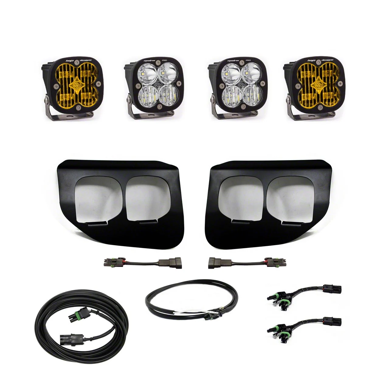 Baja Designs Squadron SAE/Pro Dual LED Fog Light Pocket Kit; Amber and Clear (20-22 F-350 Super Duty w/ Upfitter Switch)