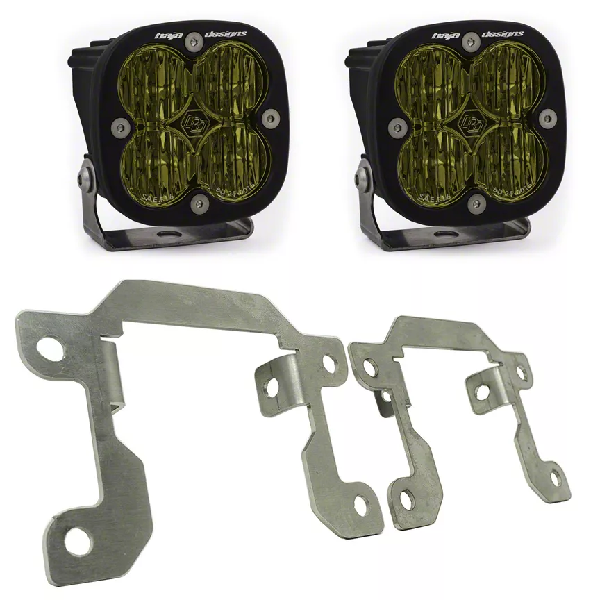 Baja Designs Squadron SAE LED Fog Light Pocket Kit; Amber (19-23 Ranger)