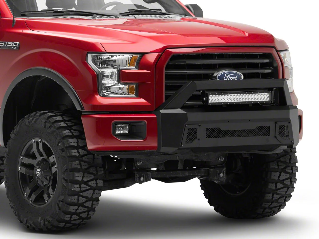 Barricade Stubby HD Front Bumper with Over-Rider Hoop and 20-Inch Dual Row LED Light Bar (15-17 F-150, Excluding Raptor)