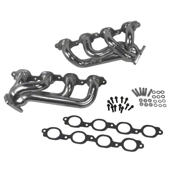 BBK 1-3/4-Inch Shorty Headers; Polished Silver Ceramic (14-18 V8 Silverado 1500)