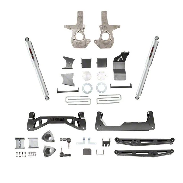Belltech 7-Inch Suspension Lift Kit with Rear Trail Performance Shocks (16-18 Sierra 1500 Double Cab, Crew Cab w/ Cast Alumium & Stamped Steel Control Arms, Excluding Denali)