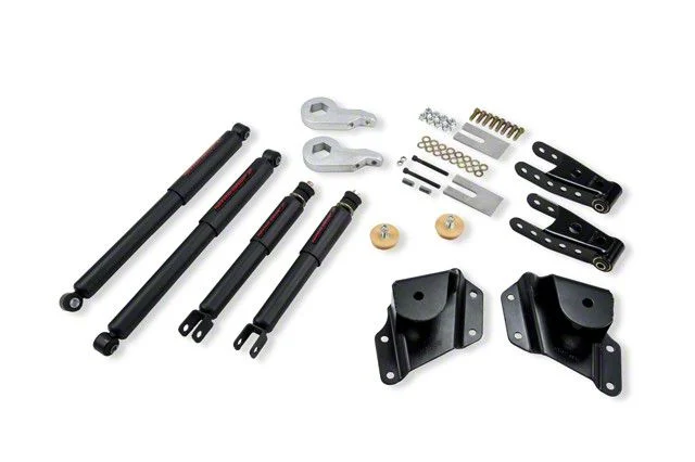 Belltech Lowering Kit with Nitro Drop II Shocks; 1 to 2-Inch Front / 4-Inch Rear (05-06 2WD Sierra 1500 Regular Cab w/ Front Torsion Bar Suspension)