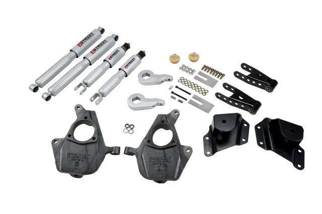 Belltech Lowering Kit with Street Performance Shocks; 3 to 4-Inch Front / 4-Inch Rear (05-06 2WD Sierra 1500 Regular Cab w/ Front Torsion Bar Suspension)