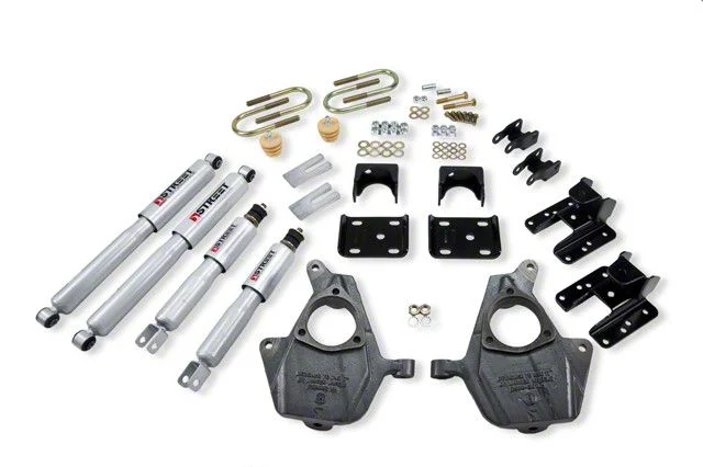 Belltech Lowering Kit with Street Performance Shocks; 2-Inch Front / 4 to 5-Inch Rear (04-06 2WD Sierra 1500 Denali Crew Cab w/ Front Torsion Bar Suspension)