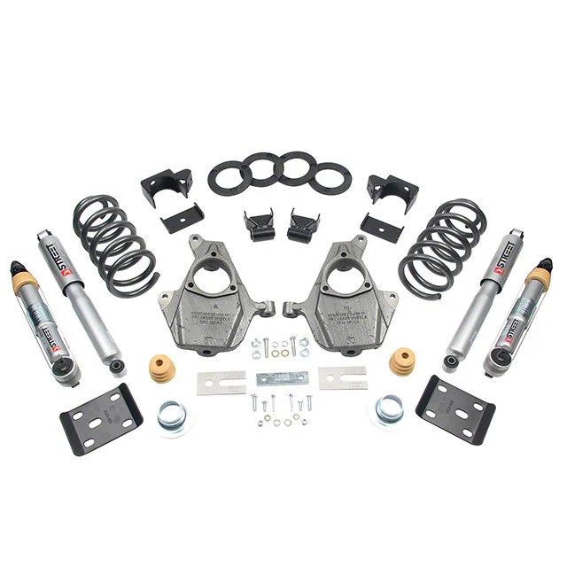Belltech Lowering Kit with Street Performance Shocks; 3 to 4-Inch Front / 7-Inch Rear (16-18 2WD Sierra 1500 Regular Cab)