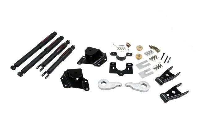 Belltech Lowering Kit with Nitro Drop II Shocks; 1 to 2-Inch Front / 4-Inch Rear (05-06 2WD Silverado 1500 Extended Cab w/ Front Torsion Bar Suspension)