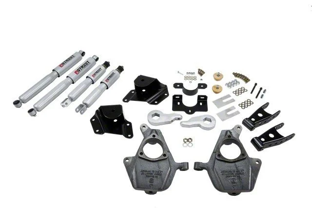 Belltech Lowering Kit with Street Performance Shocks; 3 to 4-Inch Front / 4-Inch Rear (05-06 2WD Silverado 1500 Extended Cab w/ Front Torsion Bar Suspension)