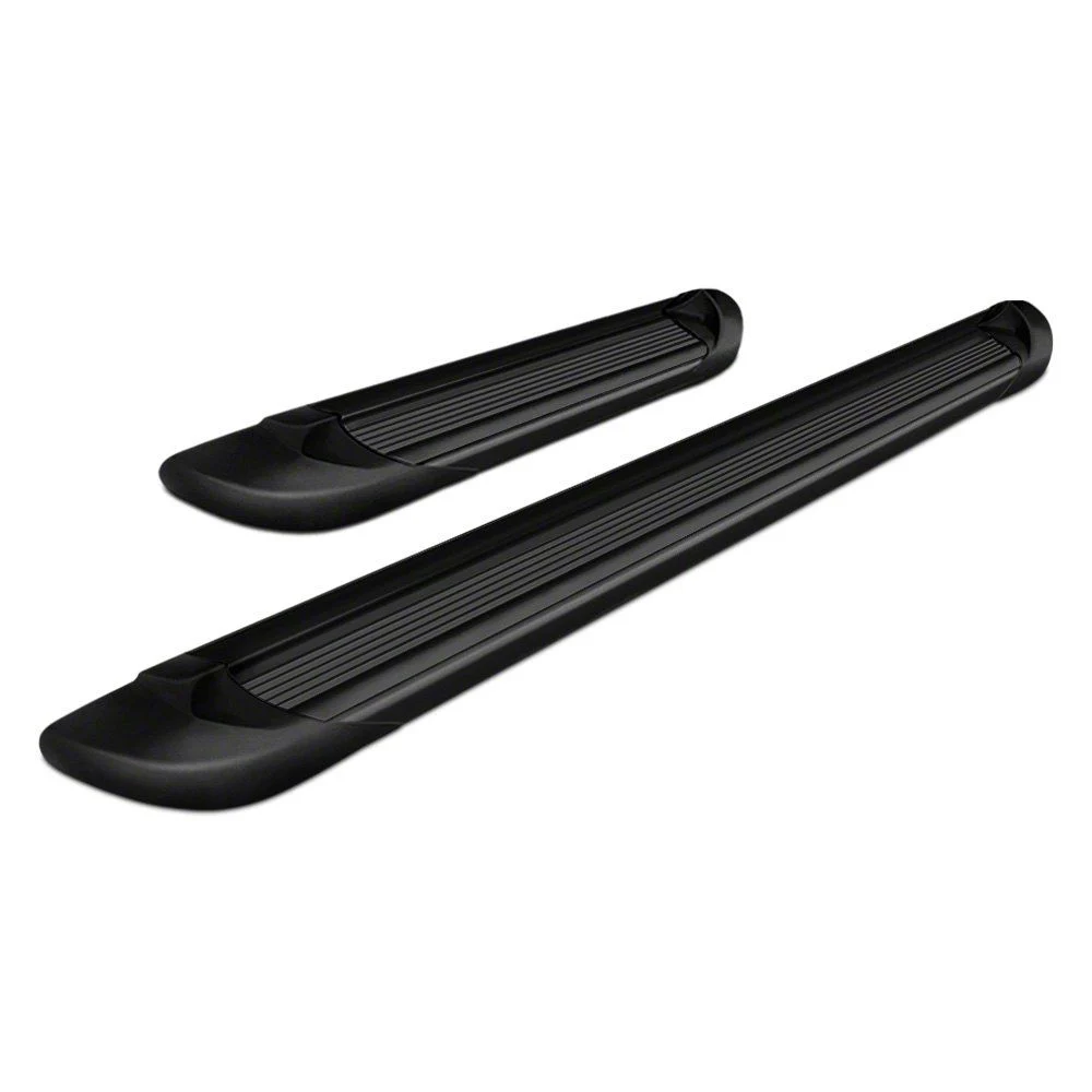 Running Boards; Black Aluminum; 6-Inch Stripe Step Pad (09-14 F-150 SuperCrew)