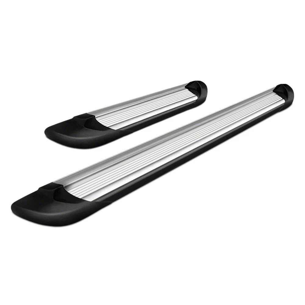Running Boards; Silver Aluminum; 6-Inch Stripe Step Pad (09-18 RAM 1500 Quad Cab)
