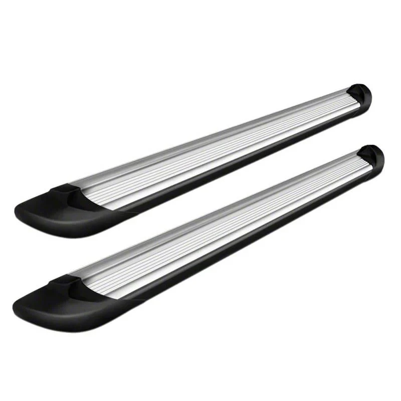 Running Boards; Silver Aluminum; 6-Inch Stripe Step Pad (07-18 Sierra 1500 Extended/Double Cab)