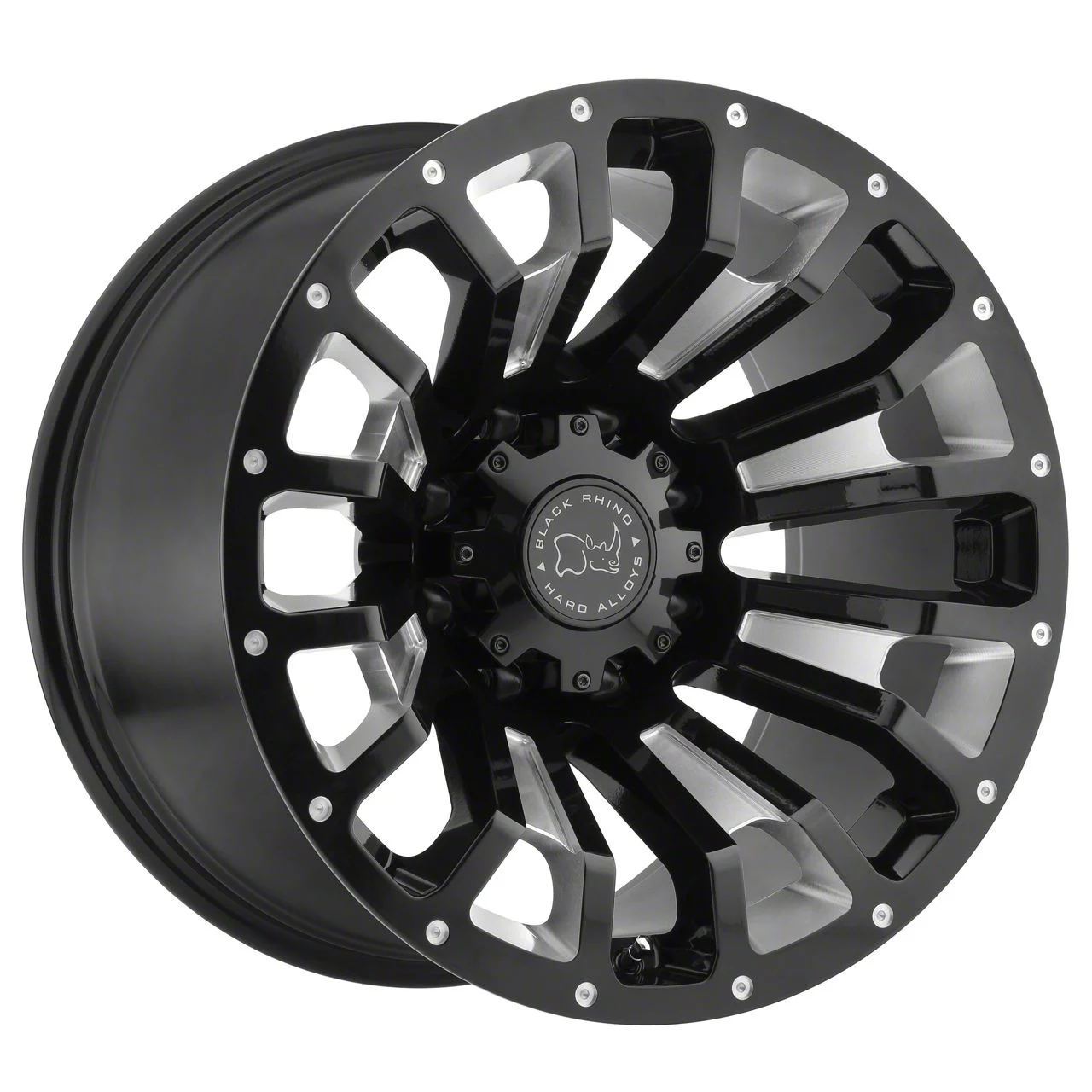 Black Rhino Pinatubo Gloss Black Milled 8-Lug Wheel; 20x12; -44mm Offset (11-16 F-350 Super Duty SRW)