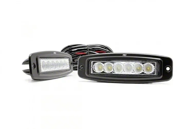 BMC Lights 2.50-Inch Hitch Bar Lighting Kit with Rough Country 7-Inch Chrome Series Lights; Flood Beam (11-16 F-350 Super Duty)