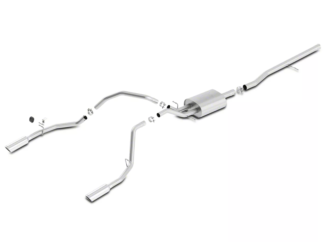 Borla ATAK Dual Exhaust System with Chrome Tips; Rear Exit (14-18 5.3L Sierra 1500)