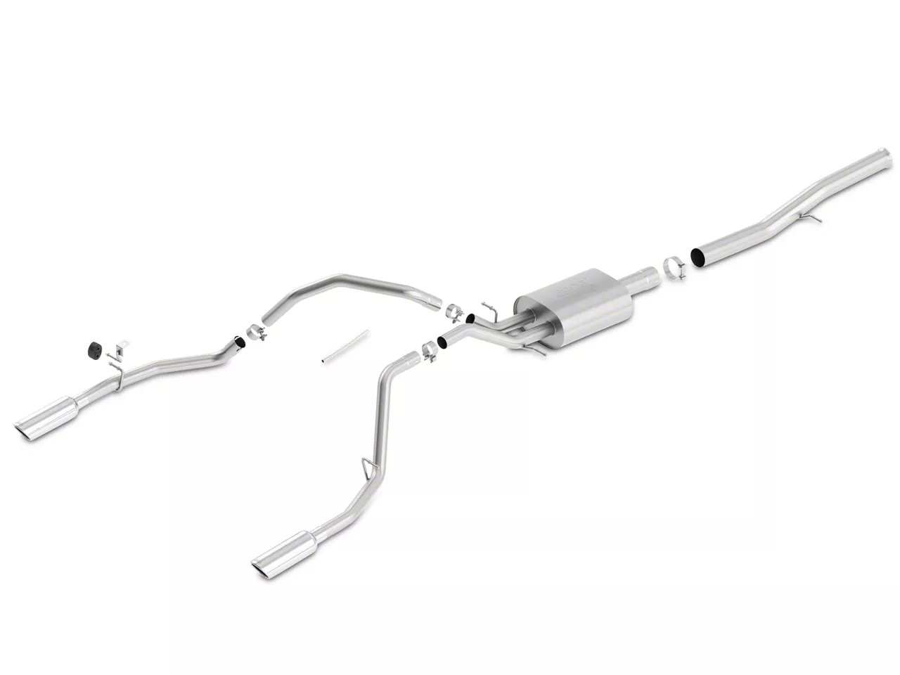 Borla ATAK Dual Exhaust System with Polished Tips; Rear Exit (14-18 6.2L Sierra 1500)