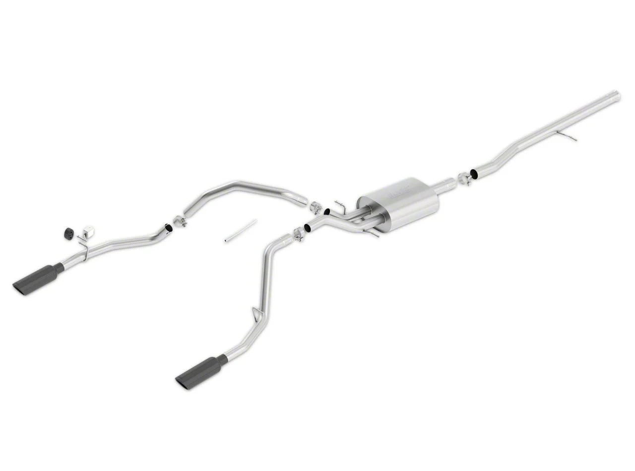 Borla Touring Dual Exhaust System with Black Chrome Tips; Rear Exit (14-18 5.3L Silverado 1500)