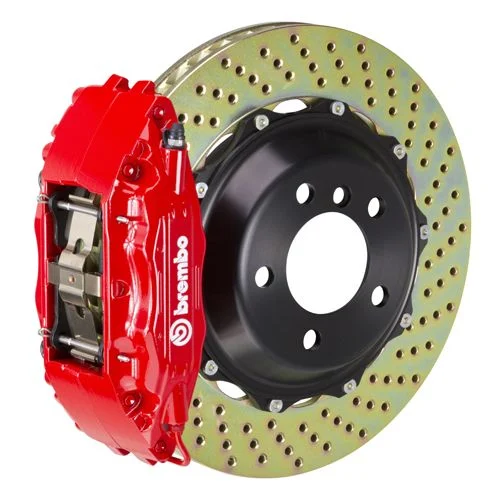 Brembo GT Series 4-Piston Front Big Brake Kit with 14-Inch 2-Piece Type 1 Slotted Rotors; Black Calipers (00-03 2WD F-150)