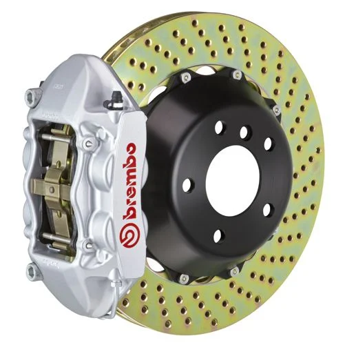 Brembo GT Series 4-Piston Rear Big Brake Kit with 15-Inch 2-Piece Cross Drilled Rotors; Silver Calipers (15-17 F-150, Excluding Raptor)