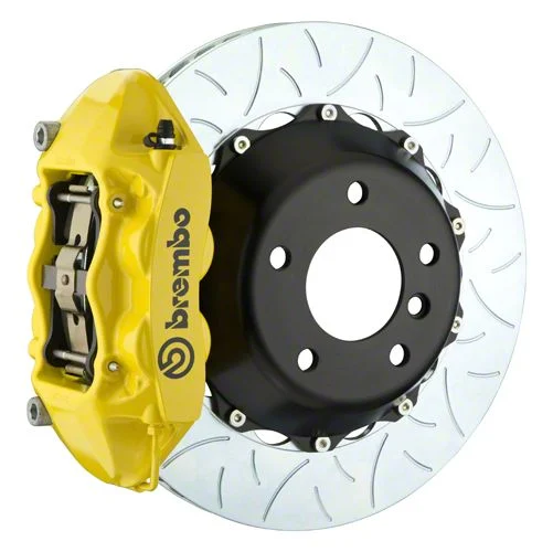 Brembo GT Series 4-Piston Rear Big Brake Kit with 15-Inch 2-Piece Type 3 Slotted Rotors; Yellow Calipers (15-17 F-150, Excluding Raptor)