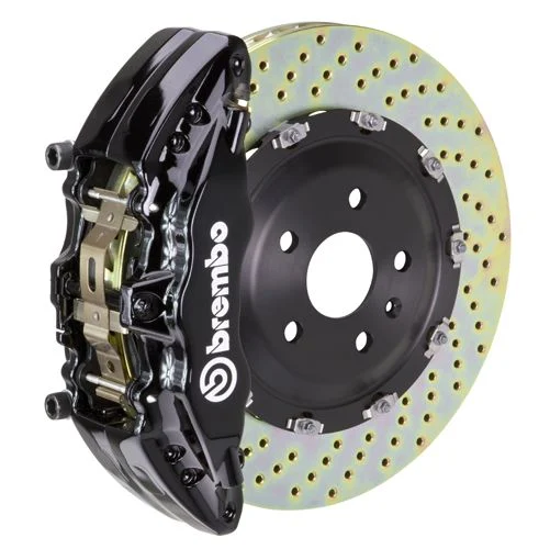 Brembo GT Series 6-Piston Front Big Brake Kit with 15-Inch 2-Piece Cross Drilled Rotors; Black Calipers (09-14 2WD F-150)